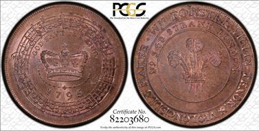 1795 Tk 1/2D DH-302 Middlesex, Forster's MS65RB