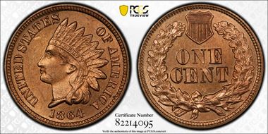 1864 1C Copper-Nickel MS64