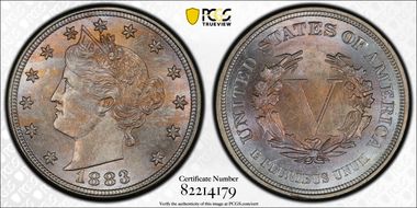 1883 5C No CENTS MS62