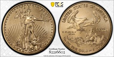 2016 $5 Gold Eagle 30th Anniversary MS69