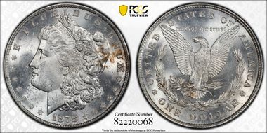 1878 8TF $1 VAM 14.3, Doubled Bow MS62