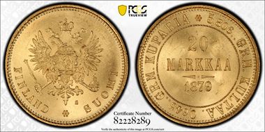1879-S 20 Mar KM-9.2  Au MS64+