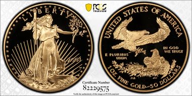 2001-W $50 Gold Eagle PR69DCAM