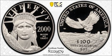 2000-W $100 Statue of Liberty PR69DCAM