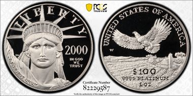 2000-W $100 Statue of Liberty PR69DCAM