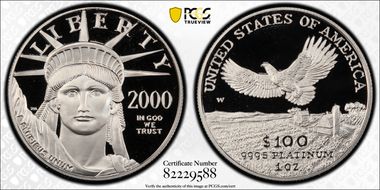 2000-W $100 Statue of Liberty PR68DCAM
