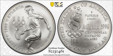 1996-D $1 Tennis MS70