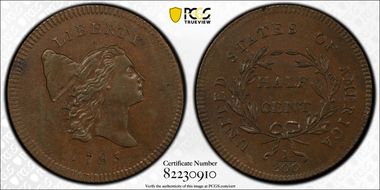 1795 1/2C No Pole, Plain Edge MS62BN