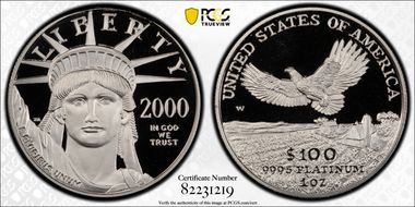 2000-W $100 Statue of Liberty PR69DCAM