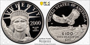 2000-W $100 Statue of Liberty PR68DCAM