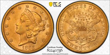 1866-S $20 Motto MS62+