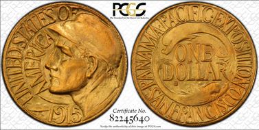 1915-S G$1 Panama-Pacific MS67+