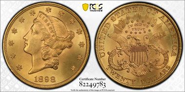 1898 $20 MS64+