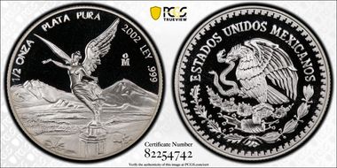 2002-Mo 1/2 oz Libertad Ag PR69DCAM