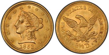 1853 $2.50 MS64+