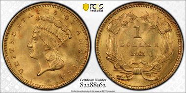 1861 G$1 MS64+ 