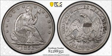 1853 50C Arrows & Rays XF40