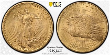 1908 $20 No Motto MS65+