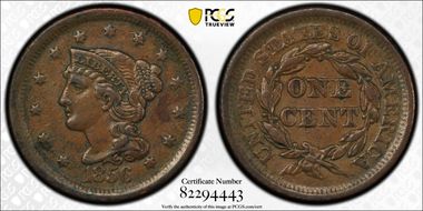 1856 1C Slanted 5 AU50BN
