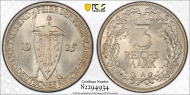 1925-A 3 Mk 1000 Years J-321 MS64