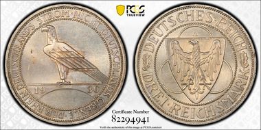 1930-A 3 Mk Rhineland J-345 MS64