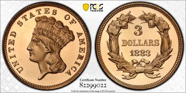 1883 $3 PR65DCAM