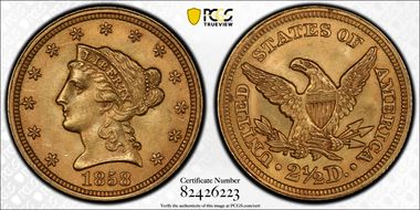 1858 $2.50 MS64