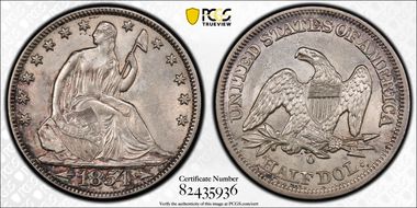 1854-O 50C AU58
