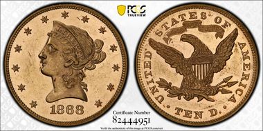 1868 $10 MS61PL
