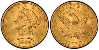1906 $5 RPD FS-301 MS66