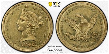 1846/'5'-O $10 AU55
