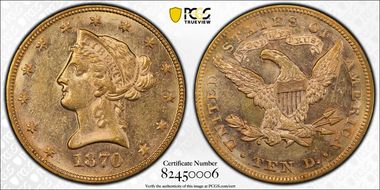 1870 $10 AU58