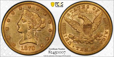 1870-S $10 AU55