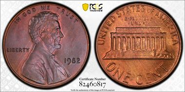 1982 1C Bronze, Small Date MS65BN