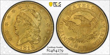 1818 $5 STATESOF MS62