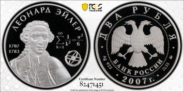 2007 ММД 2 Rbl Leonhard Euler PR69DCAM