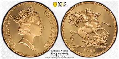 1995 £5 S-SE3 St. George PR70DCAM