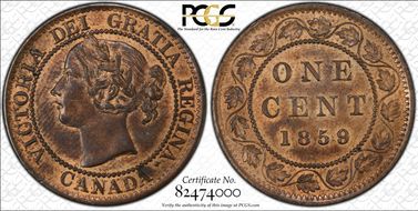 1859/8 1C Wide 9 ↑↑ MS62RB