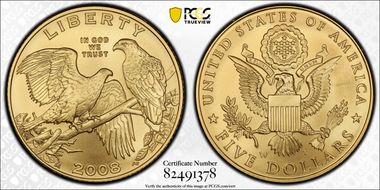2008-W $5 Bald Eagle MS70