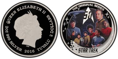 2016-P $2 Star Trek 50th Ann. U.S.S Enterprise NCC-1701 Crew PR70DCAM