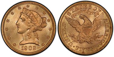 1902 $5 MS65+