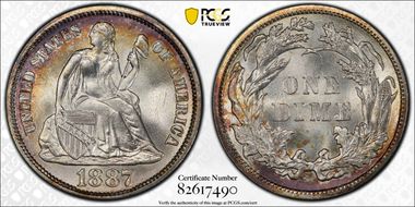 1887 10C MS67+