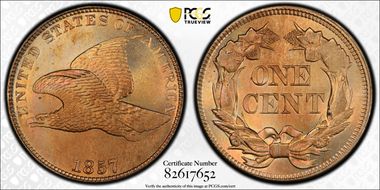1857 1C Flying Eagle MS66