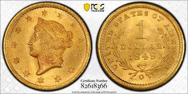 1849-O G$1 MS65+