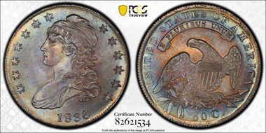 1836 50C Lettered Edge MS65