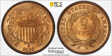 1865 2C MS66+ RD