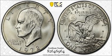1972-S $1 Silver MS68