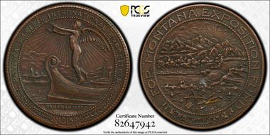 1915 SC$1 HK-409, Pan-Pac Expo Montana State Fund-Bronze AU50BN