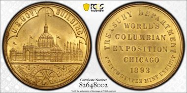 1893 SC$1 HK-154 Brass T-1-World's Columbian Expo MS64