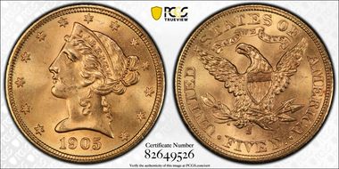 1905-S $5 MS65